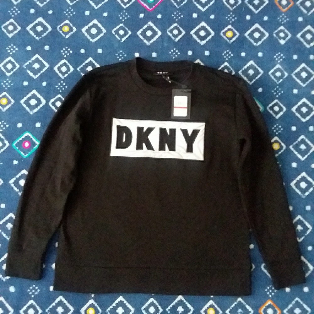 DKNY black crew neck sweatshirt